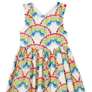 Mini Boden Kids Cross-Back Dress 7/8Y | Rainbow Floral, 100% Cotton, EUC